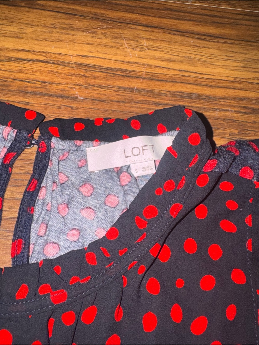 LOFT shirt with Red Polka Dot Print